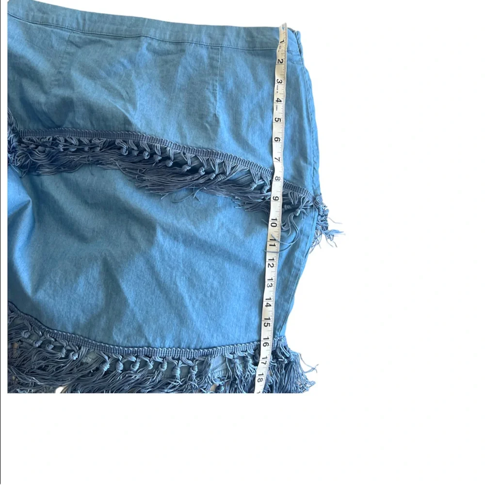 BY EGREIS | blue tassel fringe skirt
